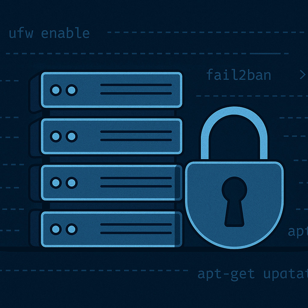 Server stack with lock icon and command line